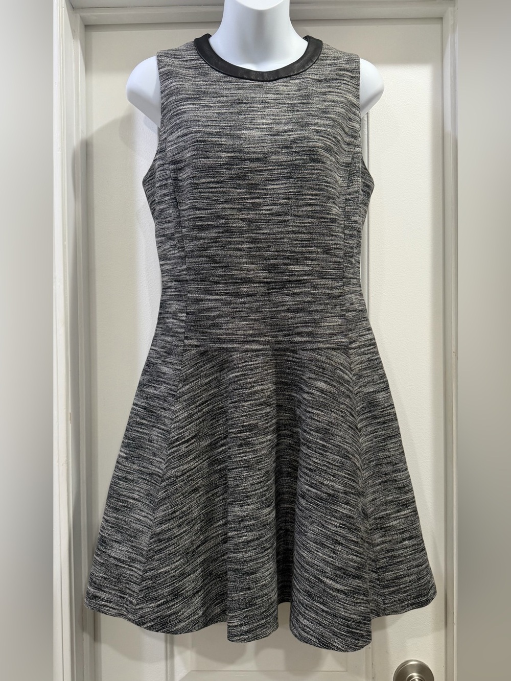 Madewell Black and Gray Marled Sleeveless Fit-and-Flare Dress Size 6